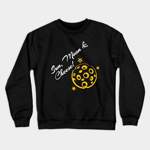 Sun, Moon and Cheese Crewneck Sweatshirt by Qwerdenker Music Merch